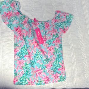 New Lily Pulitzer one shoulder ruffle top